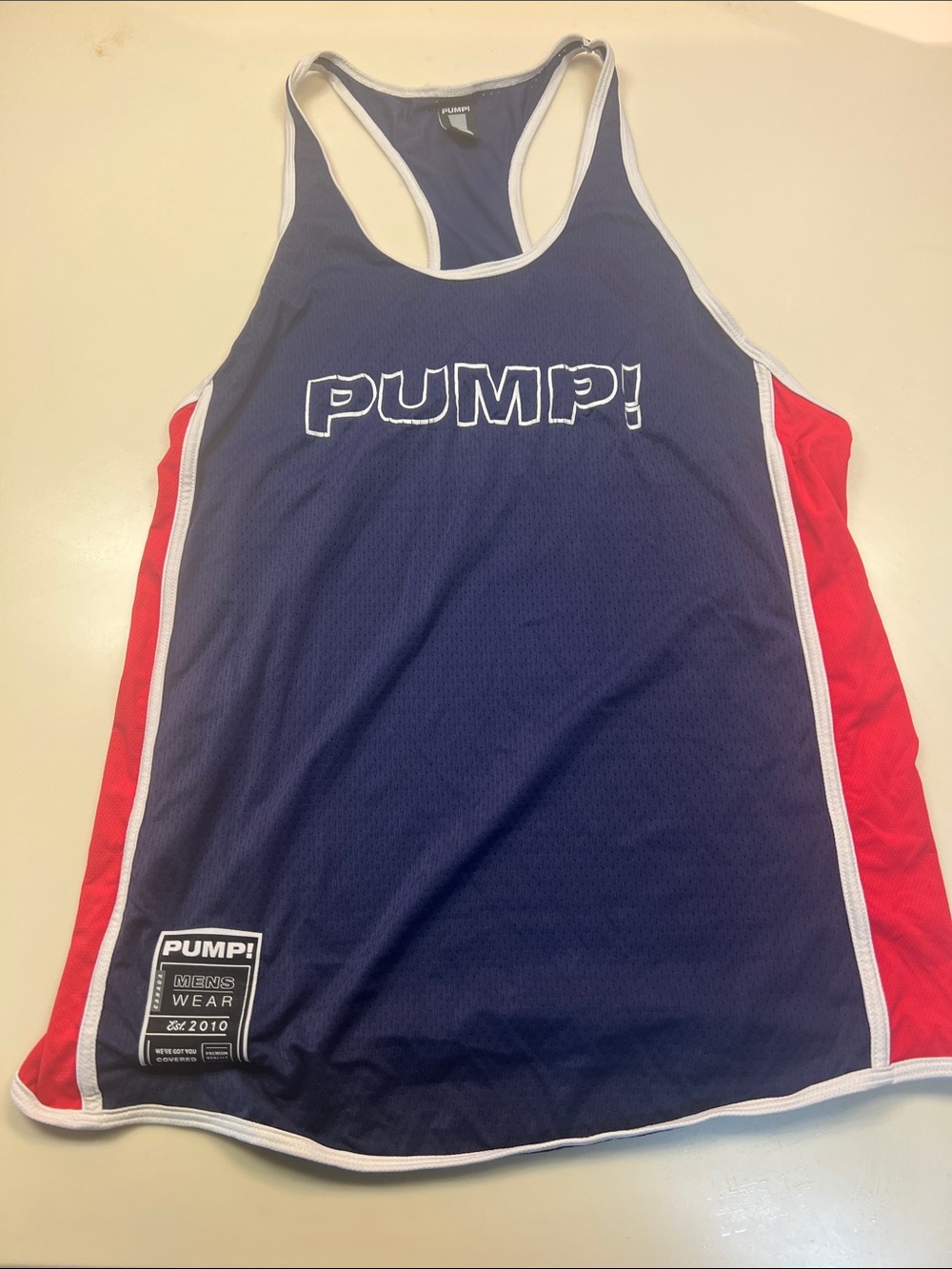 PUMP! Men's Navy & Red Athletic Tank Top razorback